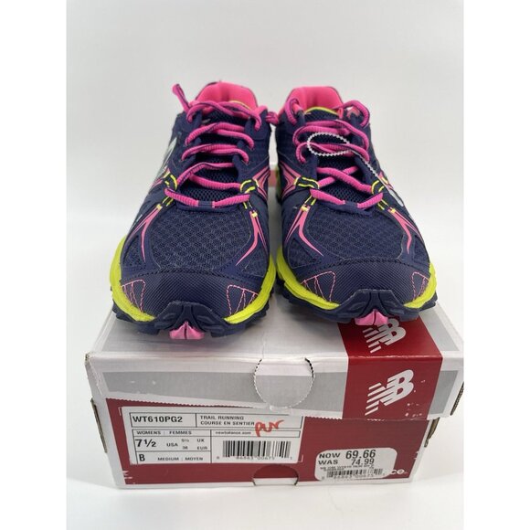 New Balance Womens 7.5 Trail Running Tennis Shoes Sneakers Blue Pink Yellow - Picture 4 of 10
